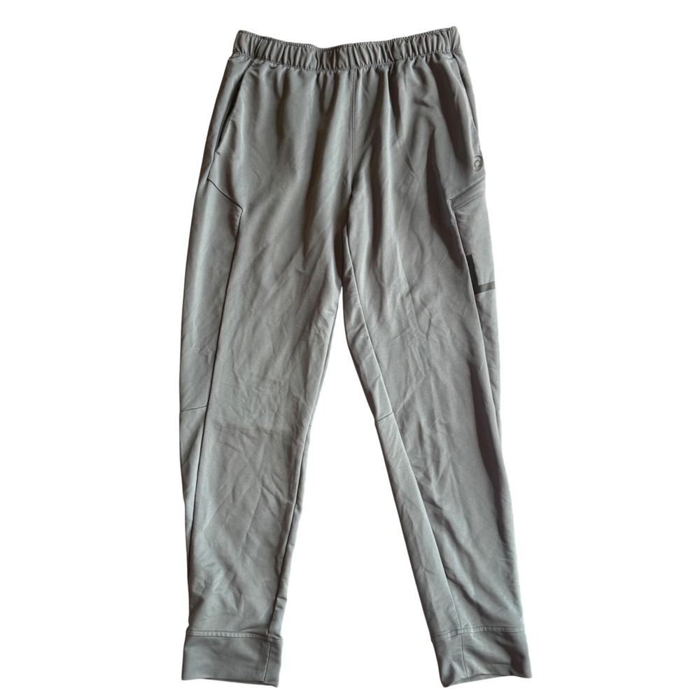 Asics Jogger Pants Mens Medium Gray Athletic Tapered Zip Pocket Training Running